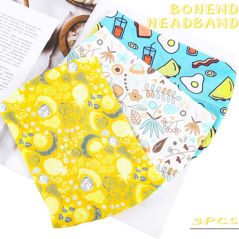 Bohend Girls Headbands Wide Knotted Hair Bands 3Pcs Non Slip Elastic Cute Head Bands Workout Yoga Sweatband Hair Accessories for Girls and Kids (H) - Image 2